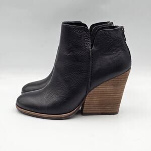 Kork-Ease Boots Womens 6 M Black Chandra Ankle Booties Leather Heels Zip Casual